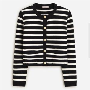 J. Crew Emilie Lady Sweater Jacket Black Stripe XL